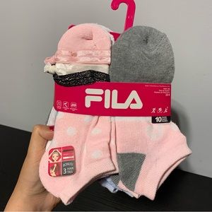 NEW Fila socks shoe size 10-4 10 pairs bonus 3 hair ties